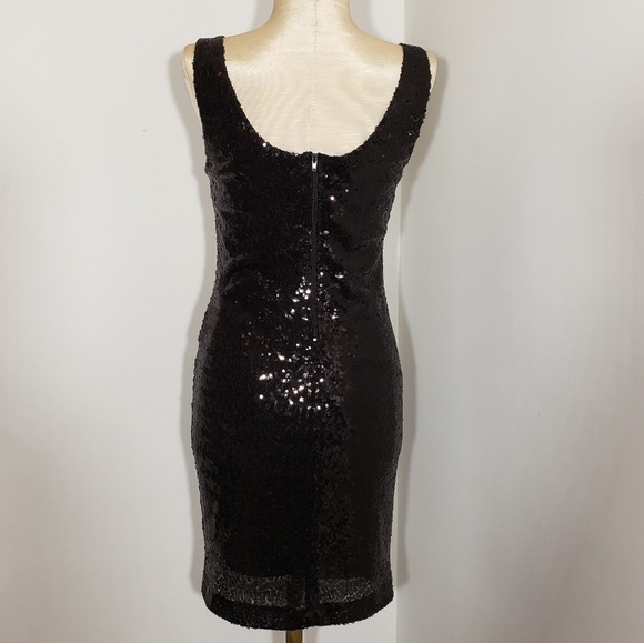 Rue 21 black sequined dress back zip size Small - Picture 3 of 6